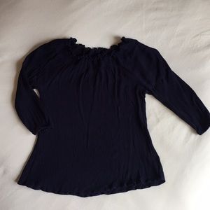 Navy crepe Halogen off-the-shoulder blouse